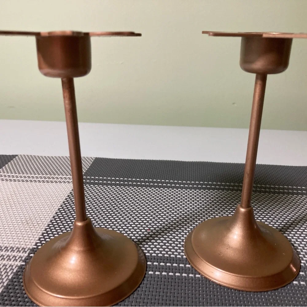 Cute Star and Flower Bronze Candle Holders - Picture 2 of 3